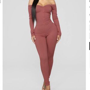 Off The Shoulder Jumpsuit - Mauve